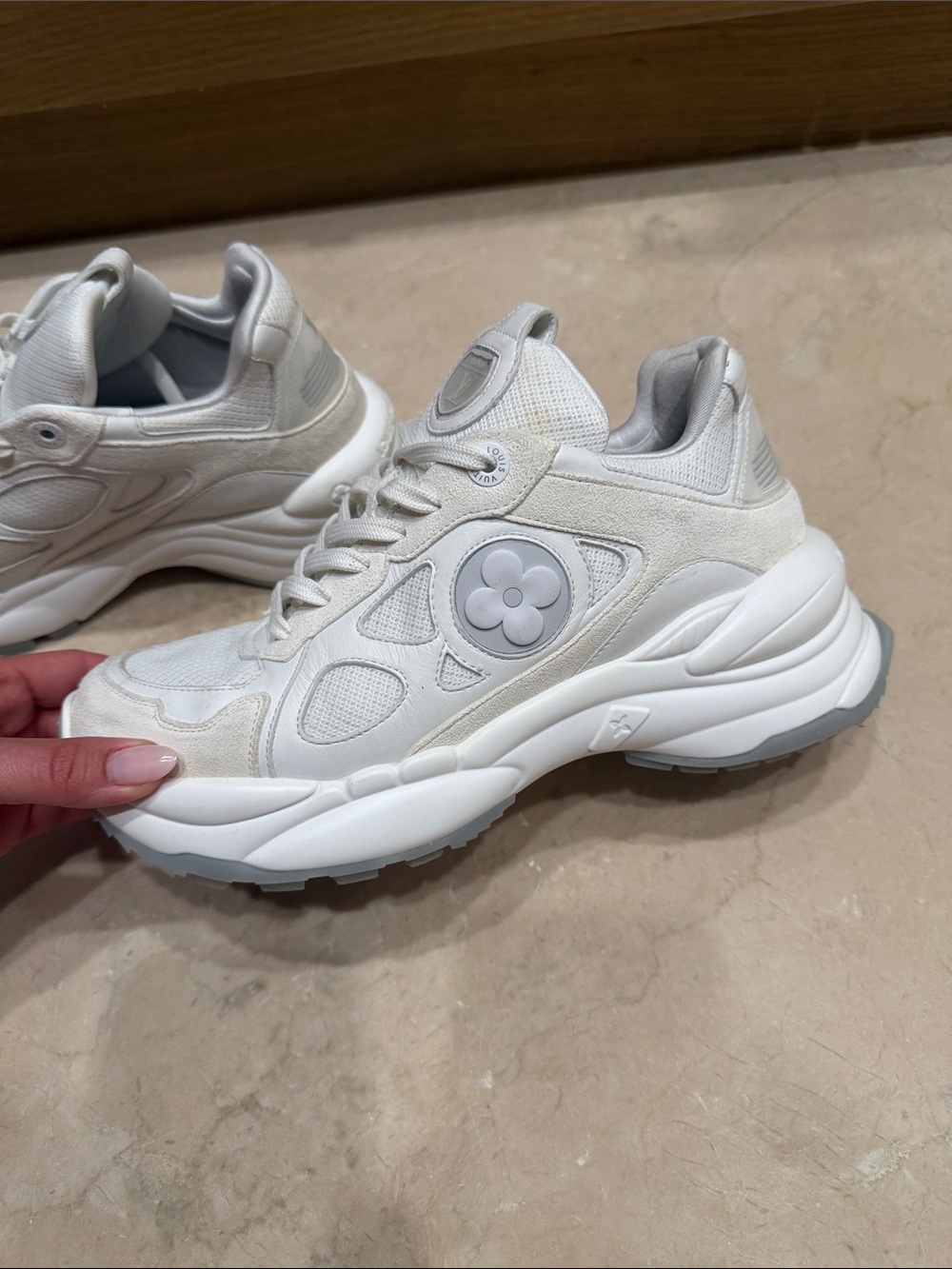 Louis Vuitton Cream-White Women's Chunky Sneakers - Picture 4 of 7